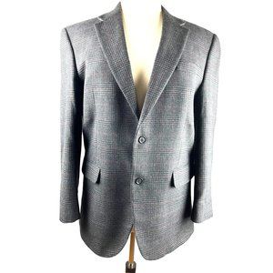 Jos. A. Bank Tailored Grey, Black & Red Plaid Wool Blazer, Men’s Size 43Regular